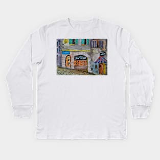 Watercolor Sketch - Genève, Rue de la Tour-de-Boël 6 Kids Long Sleeve T-Shirt